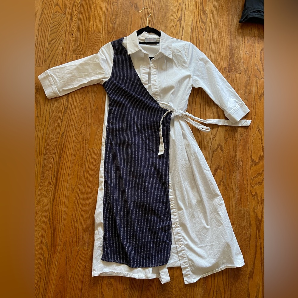 Knee length button down wrap, dress linen material